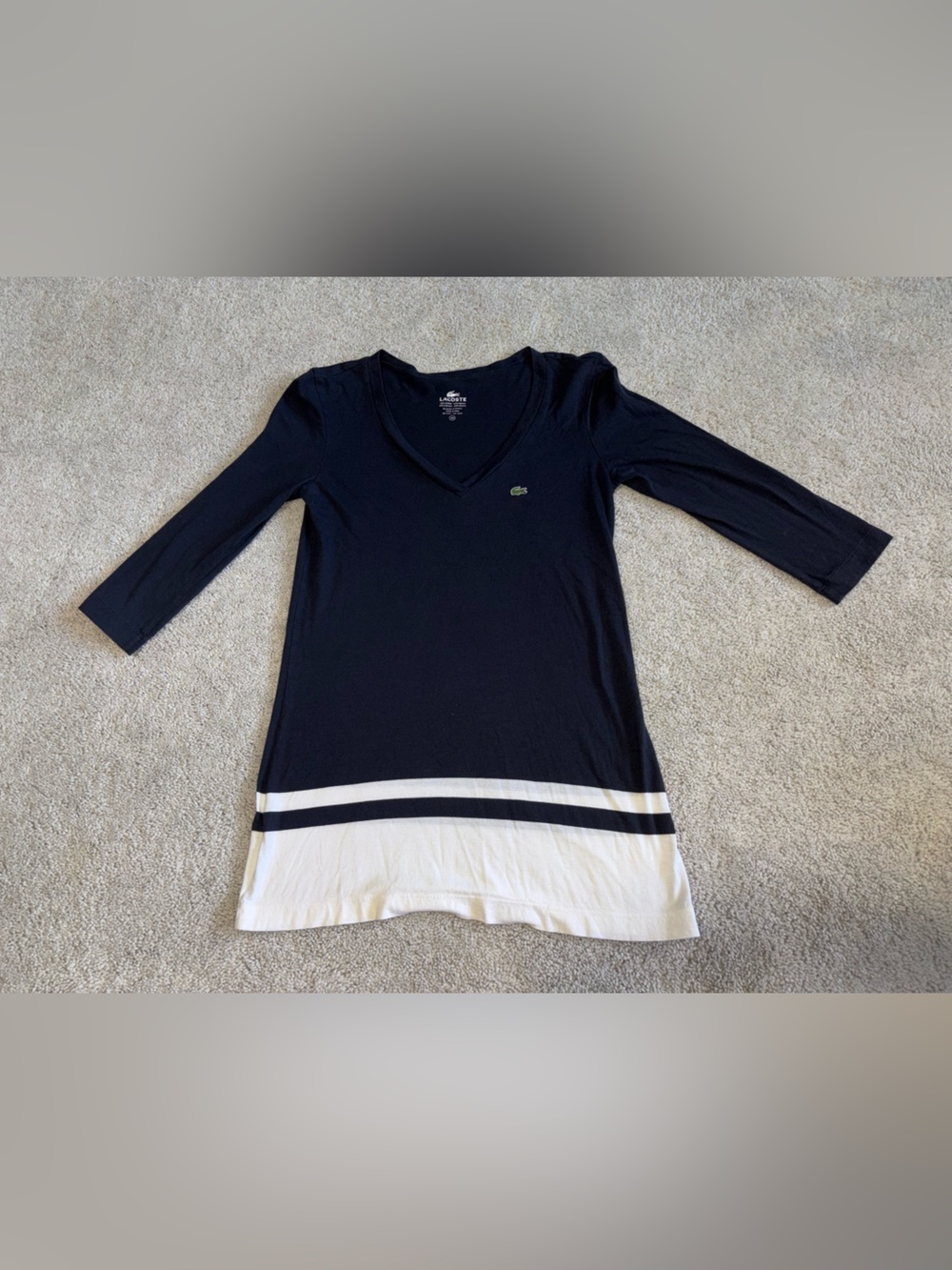 Y2K Lacoste Sport Colorblock Tunic Dress NavyWhite V-Neck Small